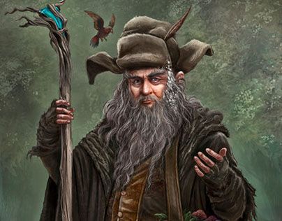 FanArt du magicien vert Radagast, dans le Seigneur des Anneaux, issu du WikiFandom de l'univers.